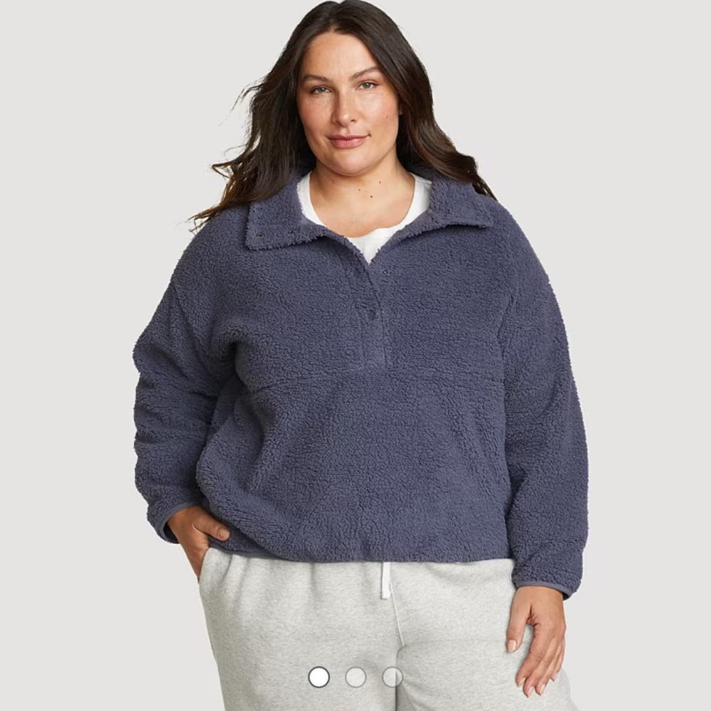 Eddie Bauer Women's Cabinscape Fleece Pullover Plus Size 2X Blue
